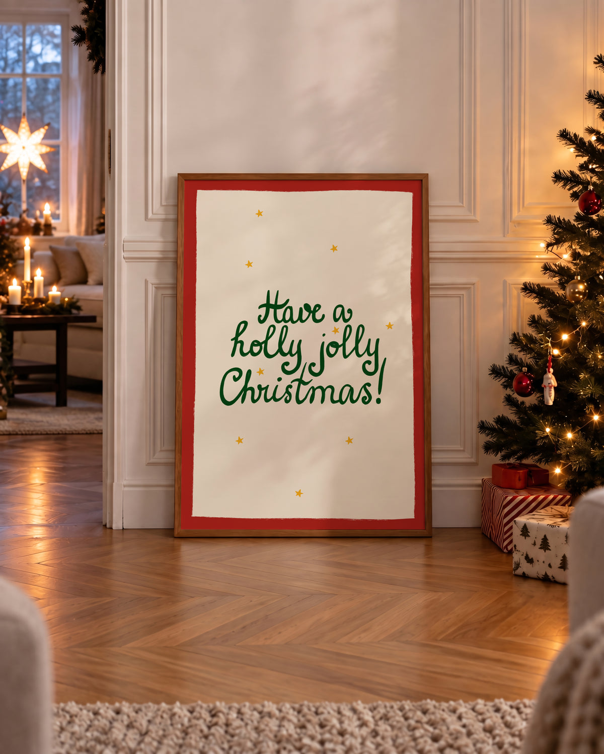 Holly Jolly Christmas Stars Print