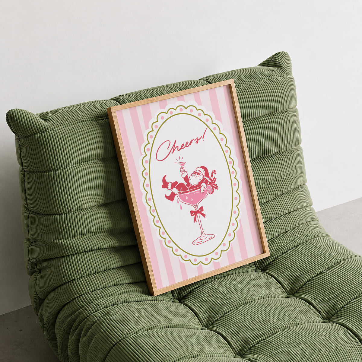 Pink Santa Champagne Print