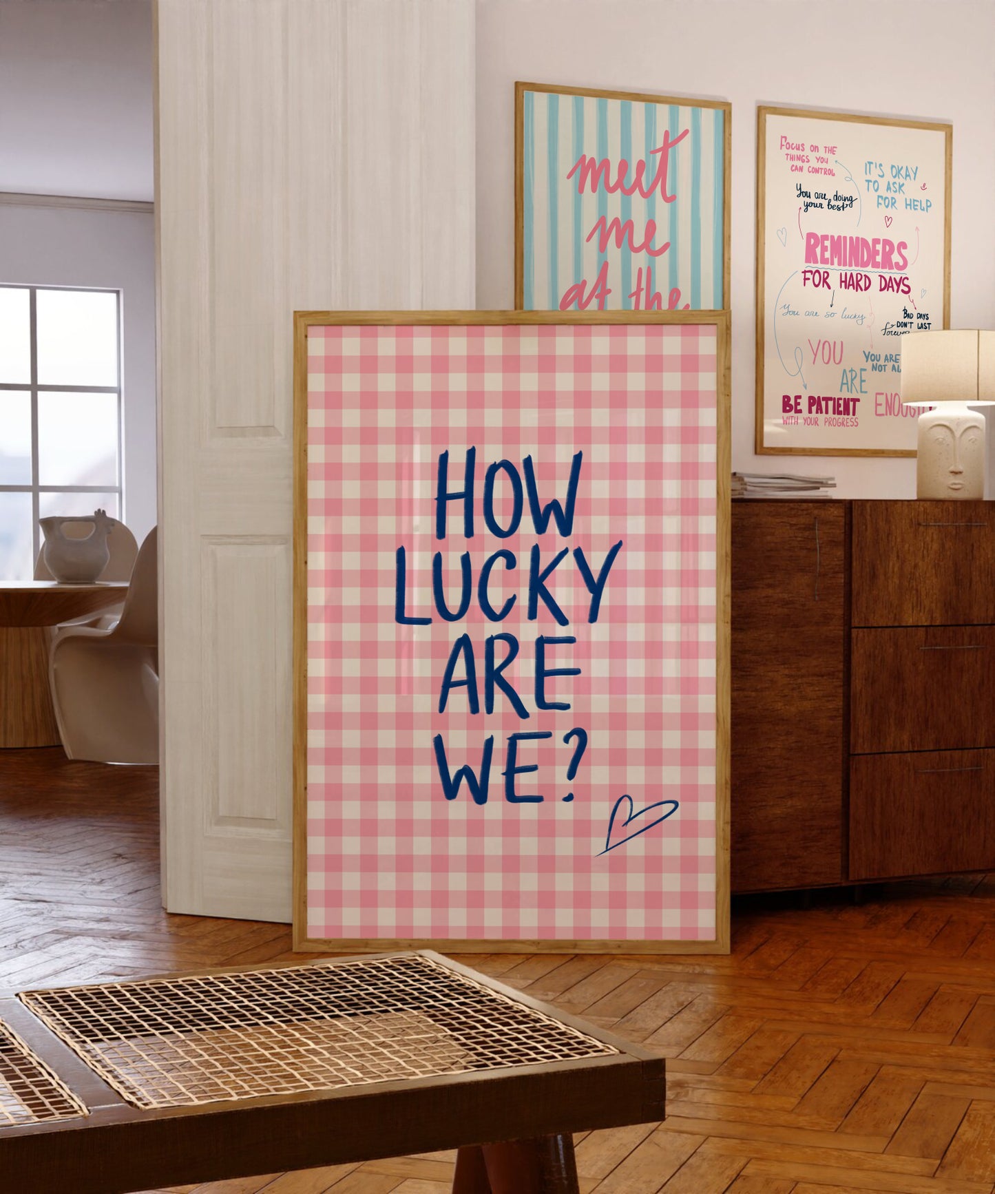 Gingham How Lucky Are We Print