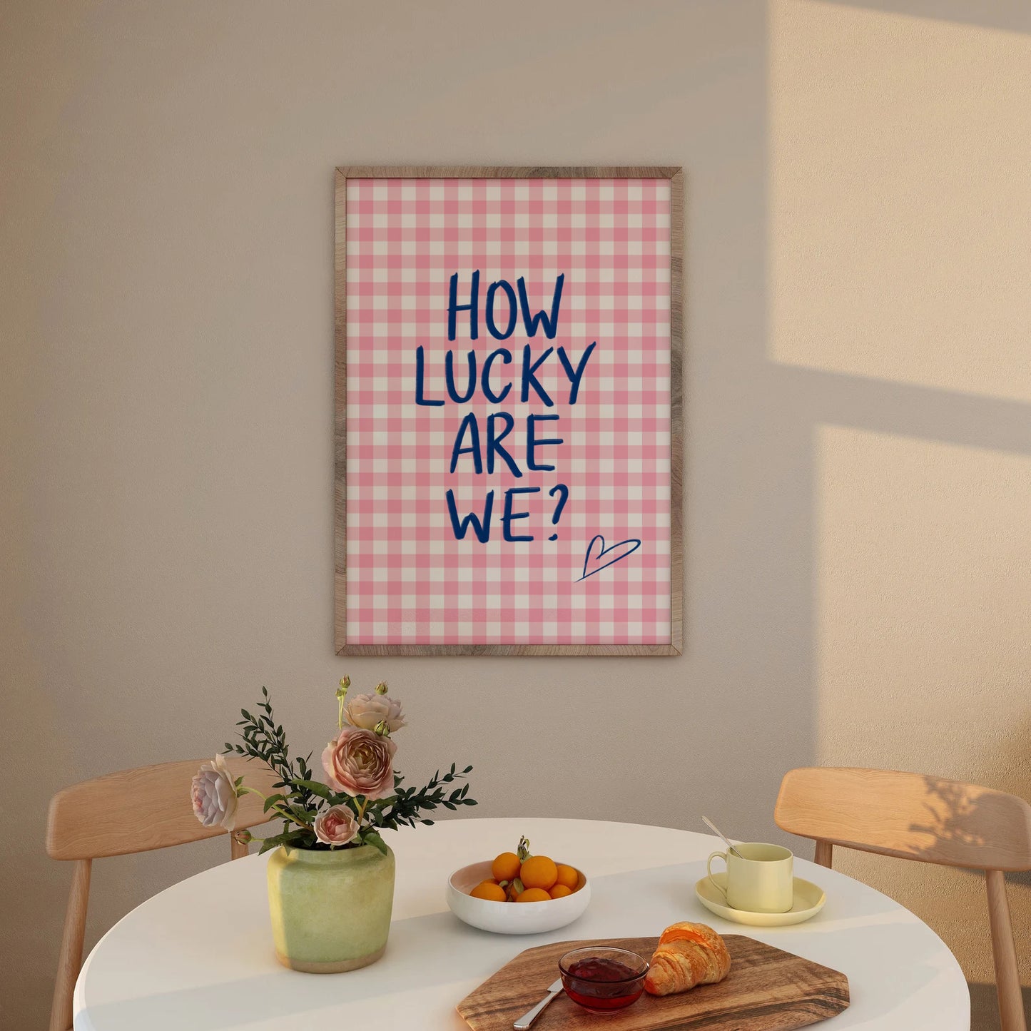 Gingham How Lucky Are We Print