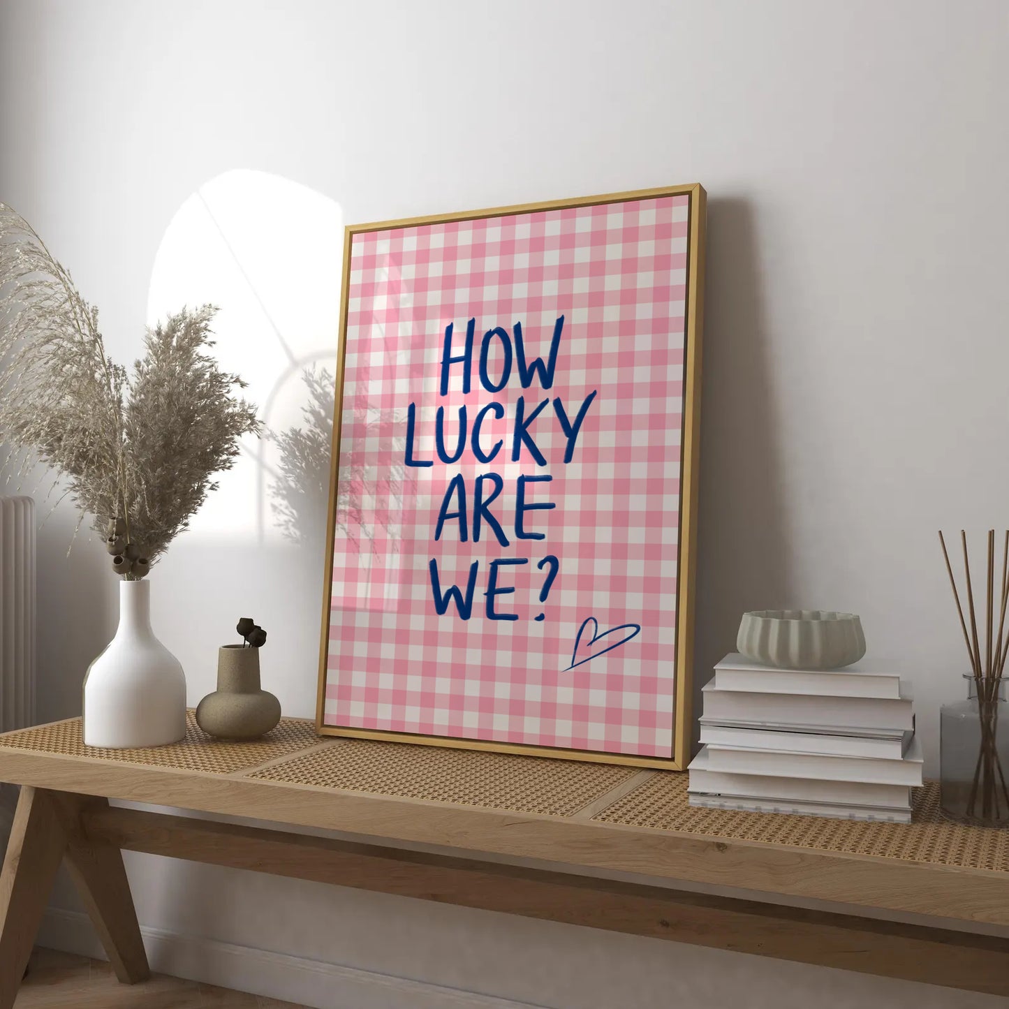 Gingham How Lucky Are We Print
