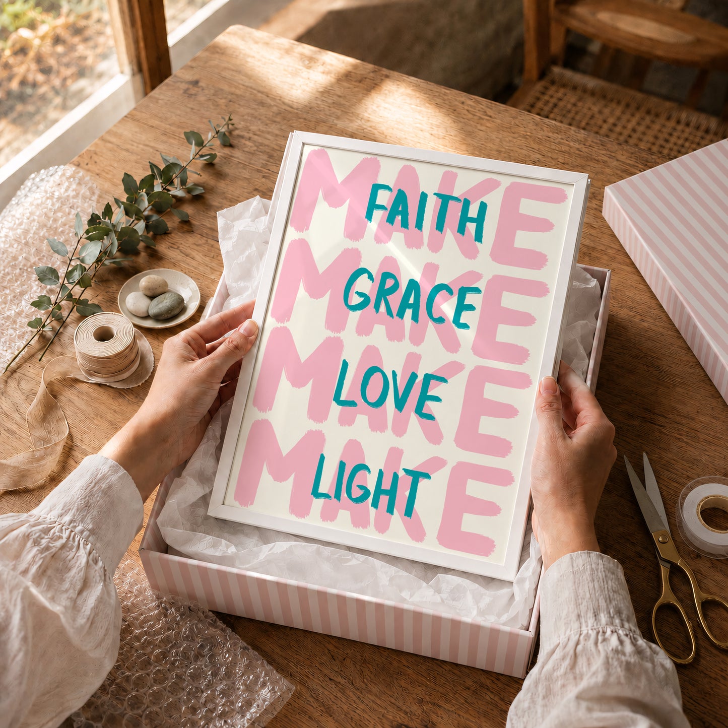 Pink Faith Grace Love Light Print