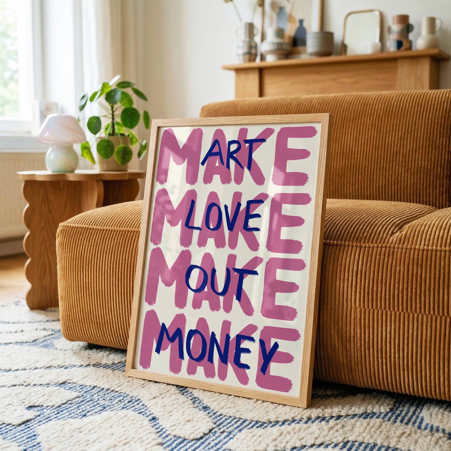 Pink Make Art Love Out Money Print