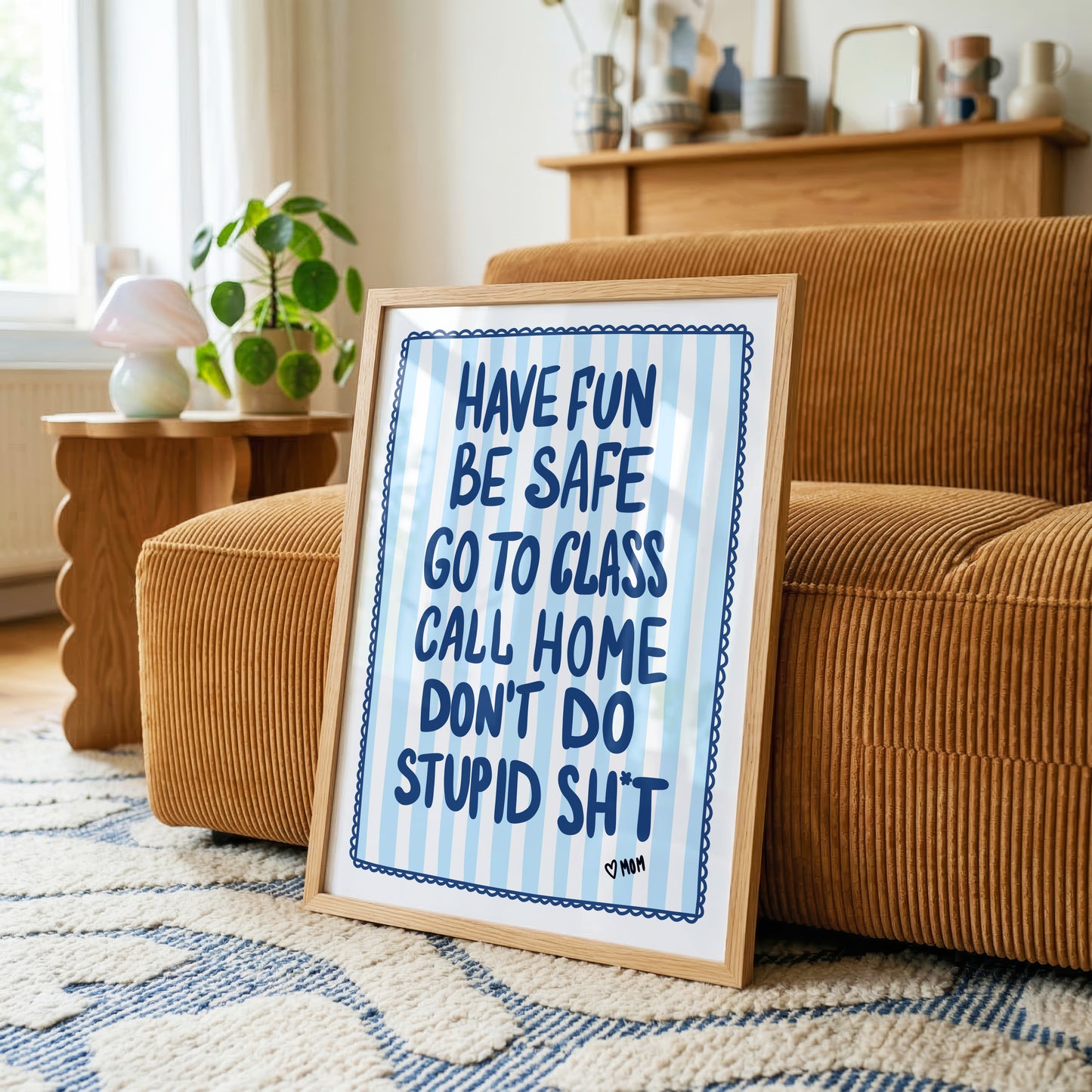 Blue Dorm Room Rules Print