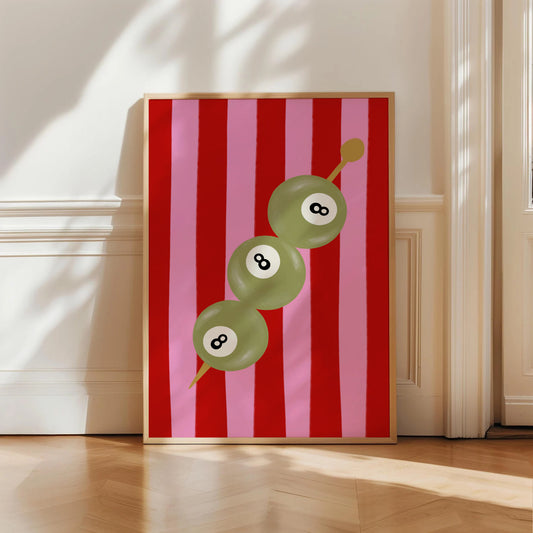 8 Ball Cocktail Olives Print