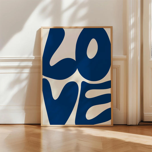 Navy Blue Love Print
