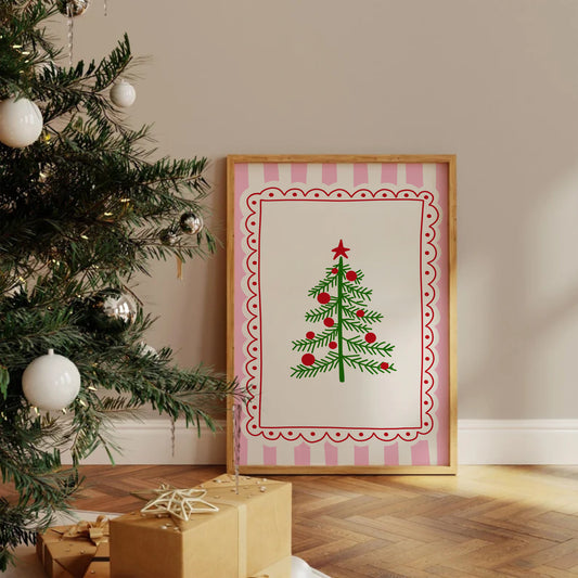 Pink Christmas Tree Print