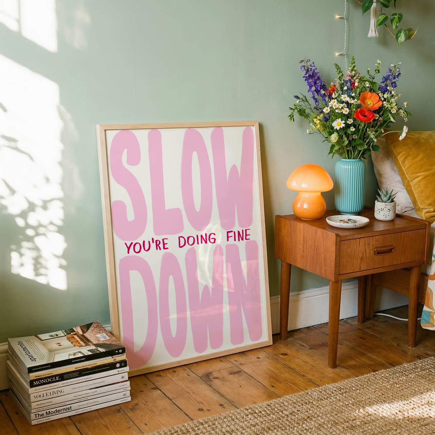 Slow Down Pink Print