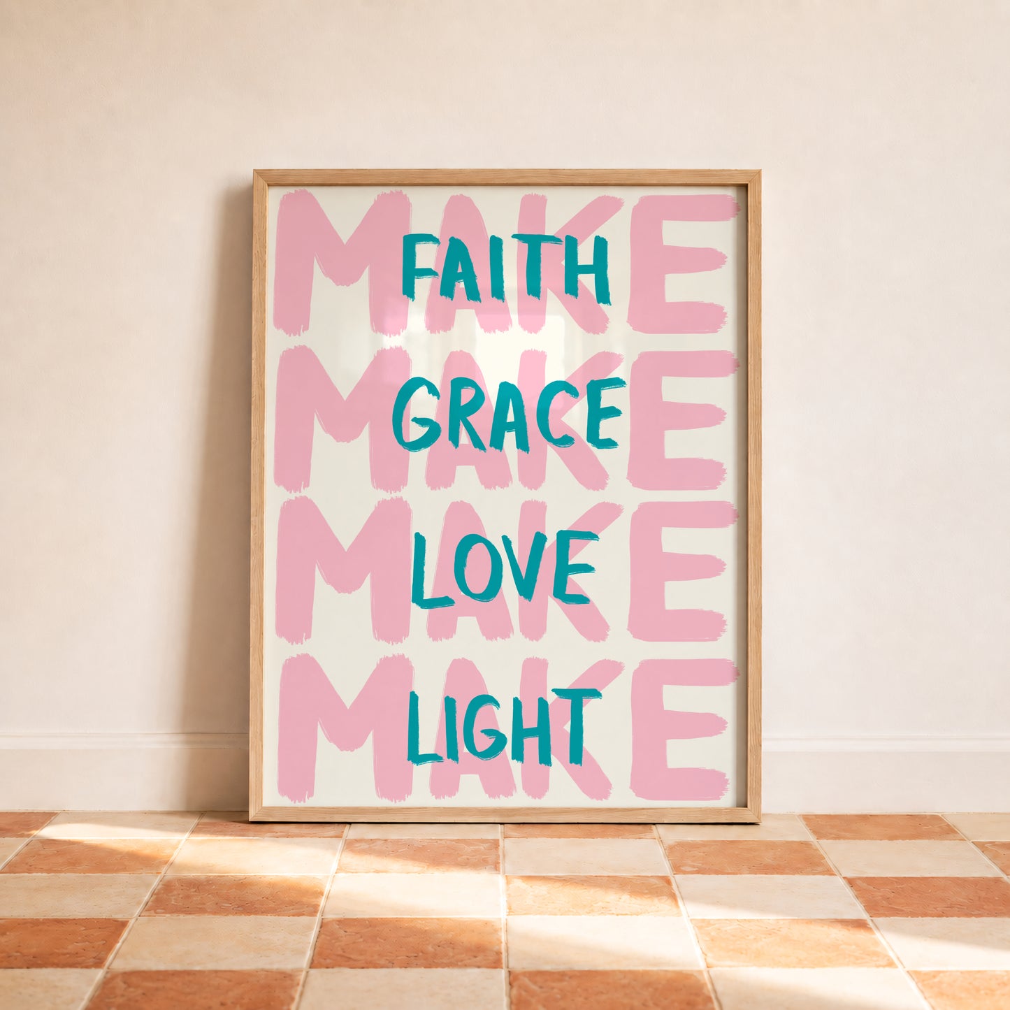 Pink Faith Grace Love Light Print
