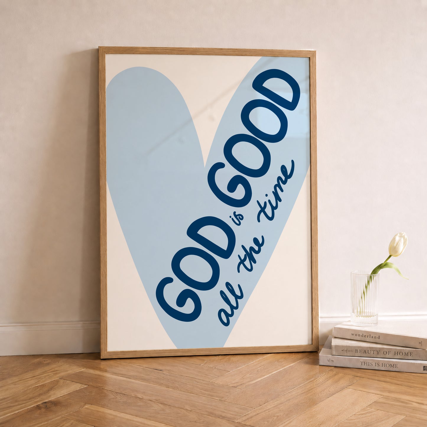 Blue God Is Good All The Time Heart Print