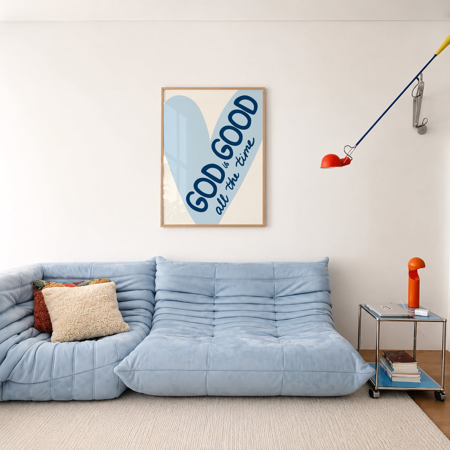 Blue God Is Good All The Time Heart Print