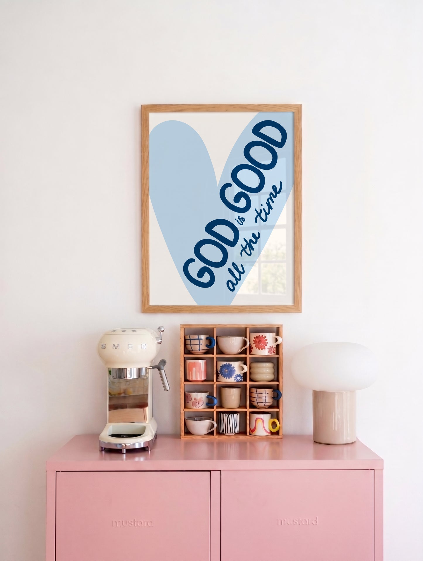 Blue God Is Good All The Time Heart Print