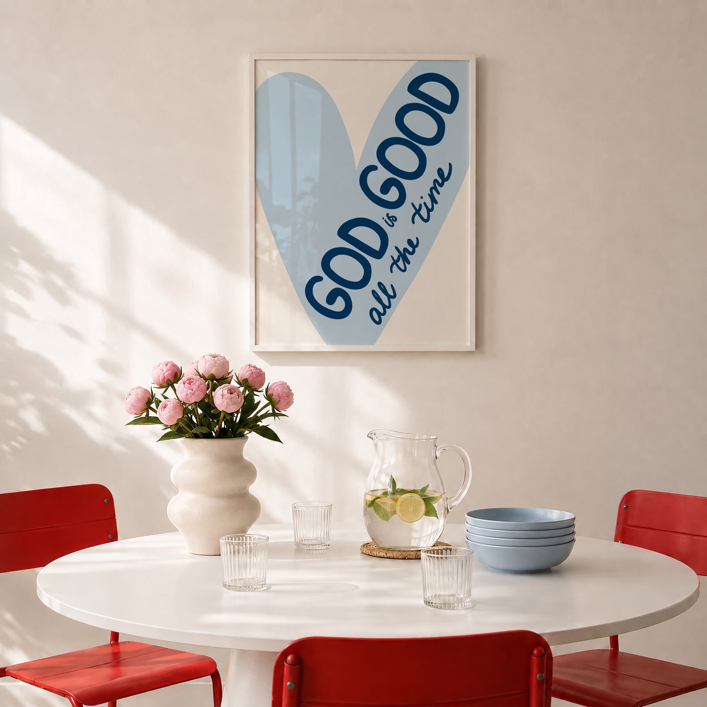 Blue God Is Good All The Time Heart Print