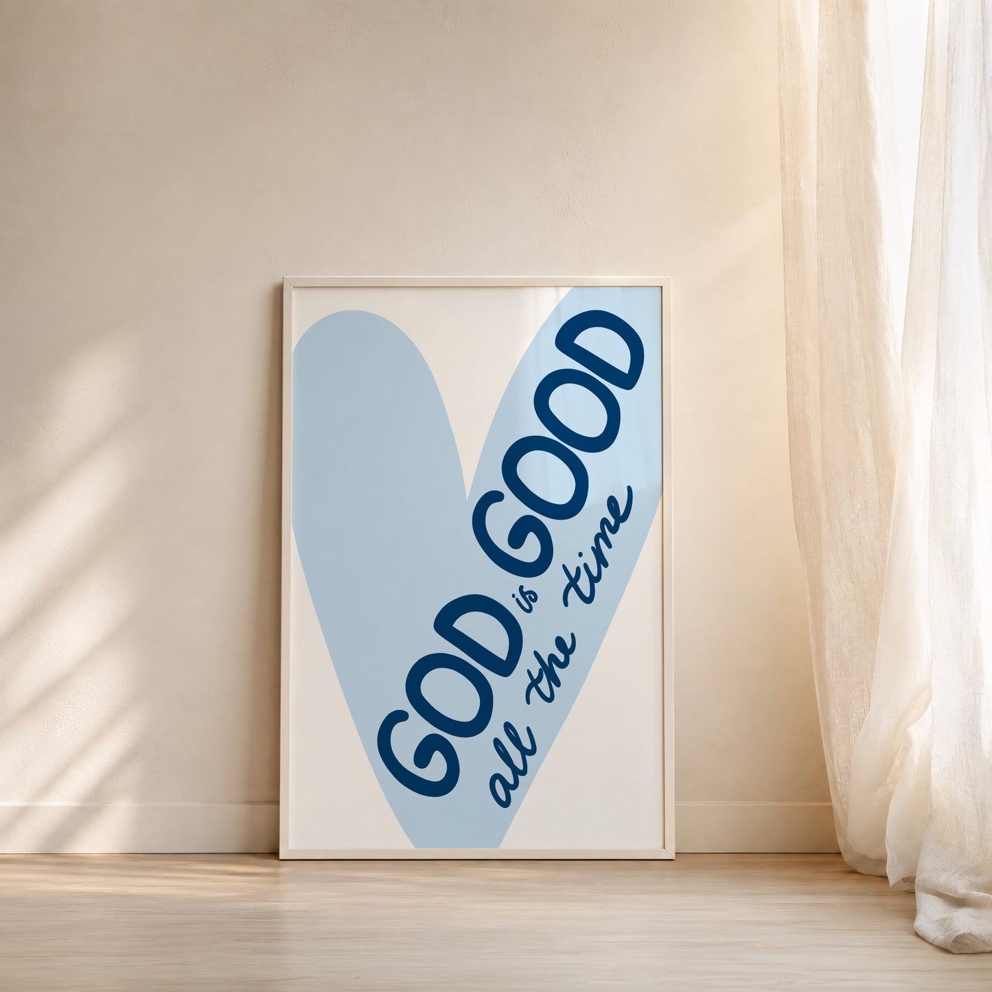 Blue God Is Good All The Time Heart Print