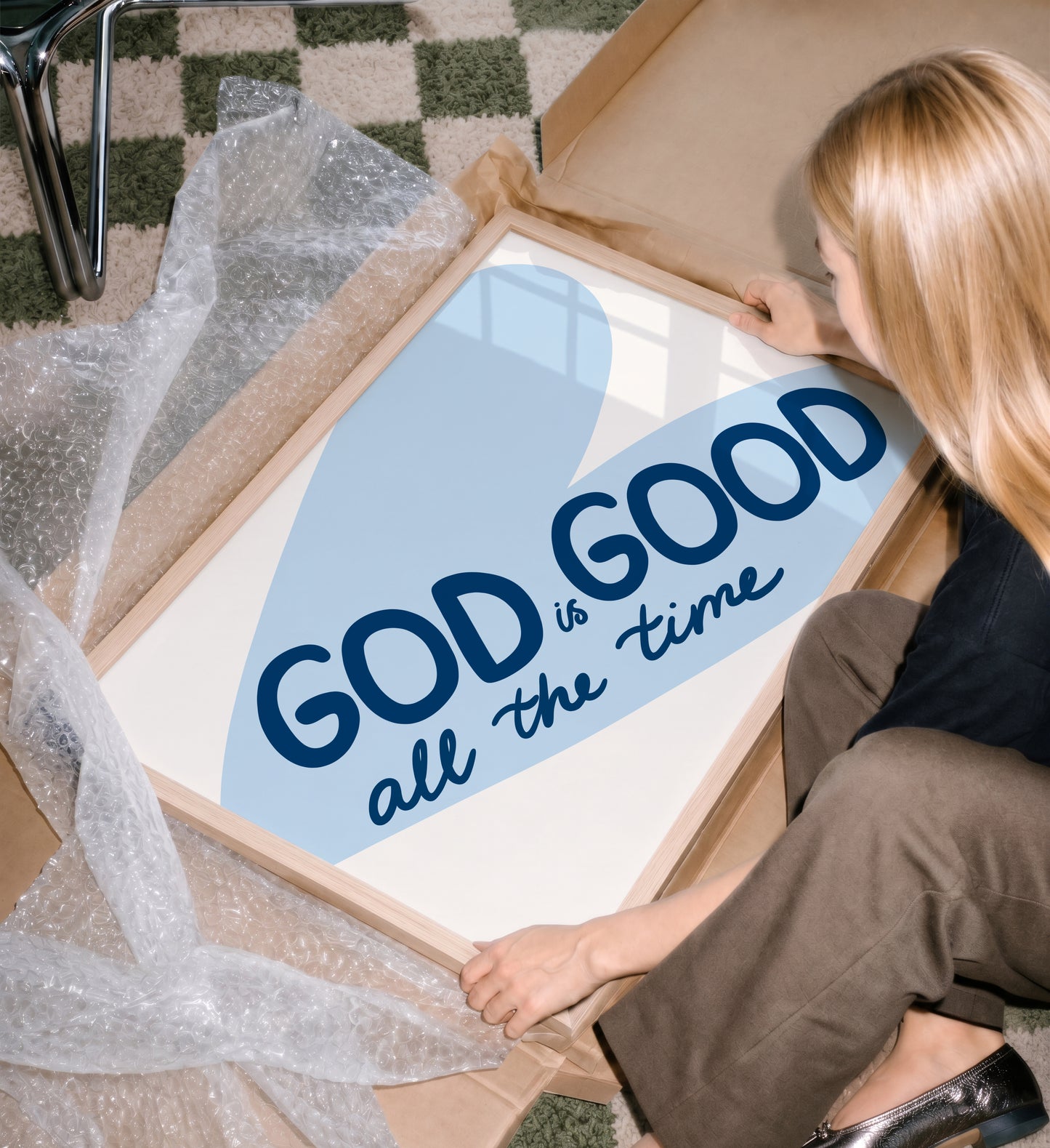 Blue God Is Good All The Time Heart Print