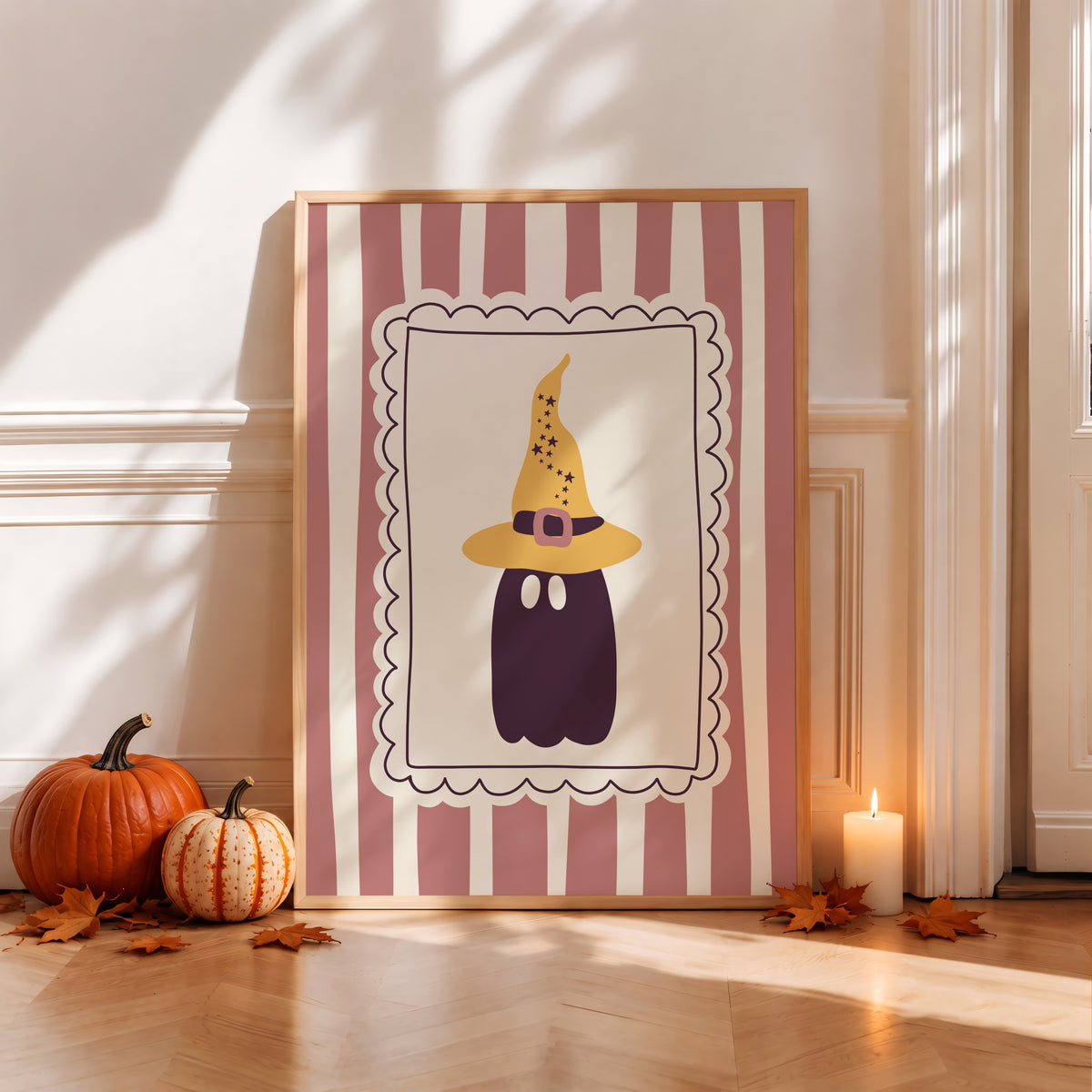 Ghost in Witch Hat Print