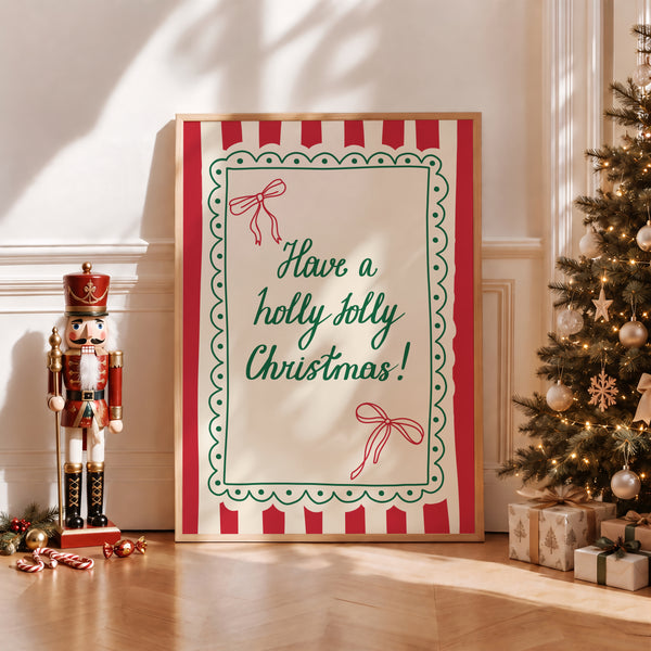 Holly Jolly Christmas Bow Print