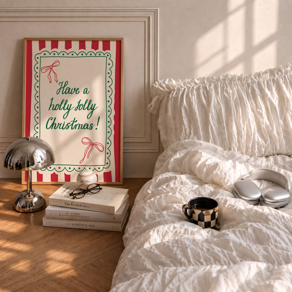 Holly Jolly Christmas Bow Print