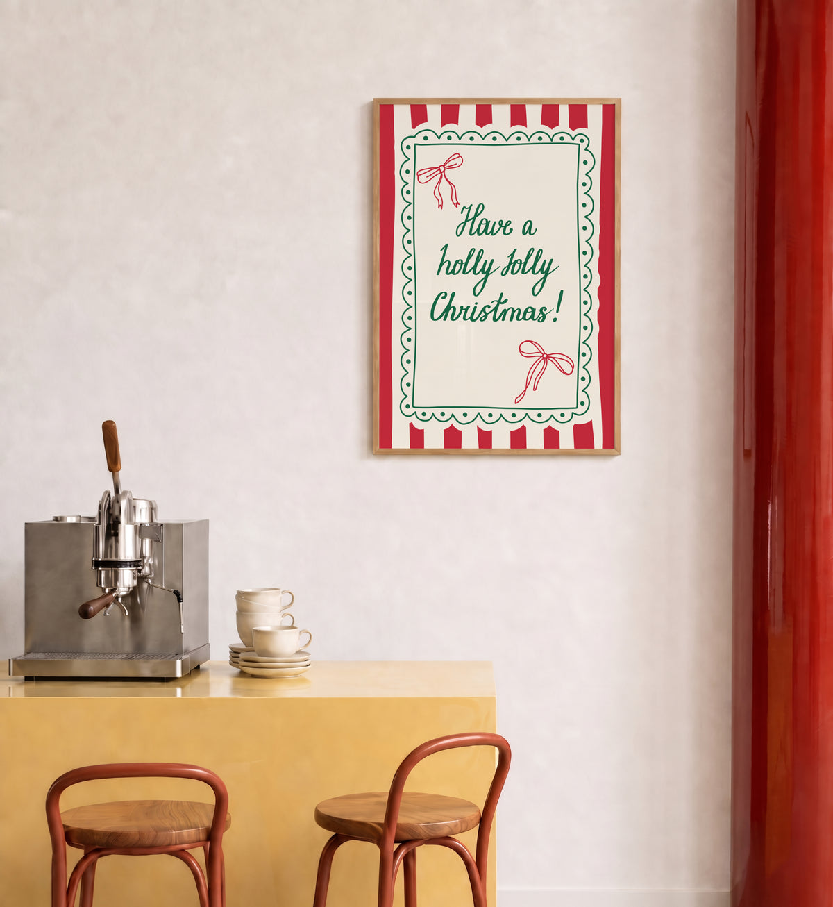 Holly Jolly Christmas Bow Print