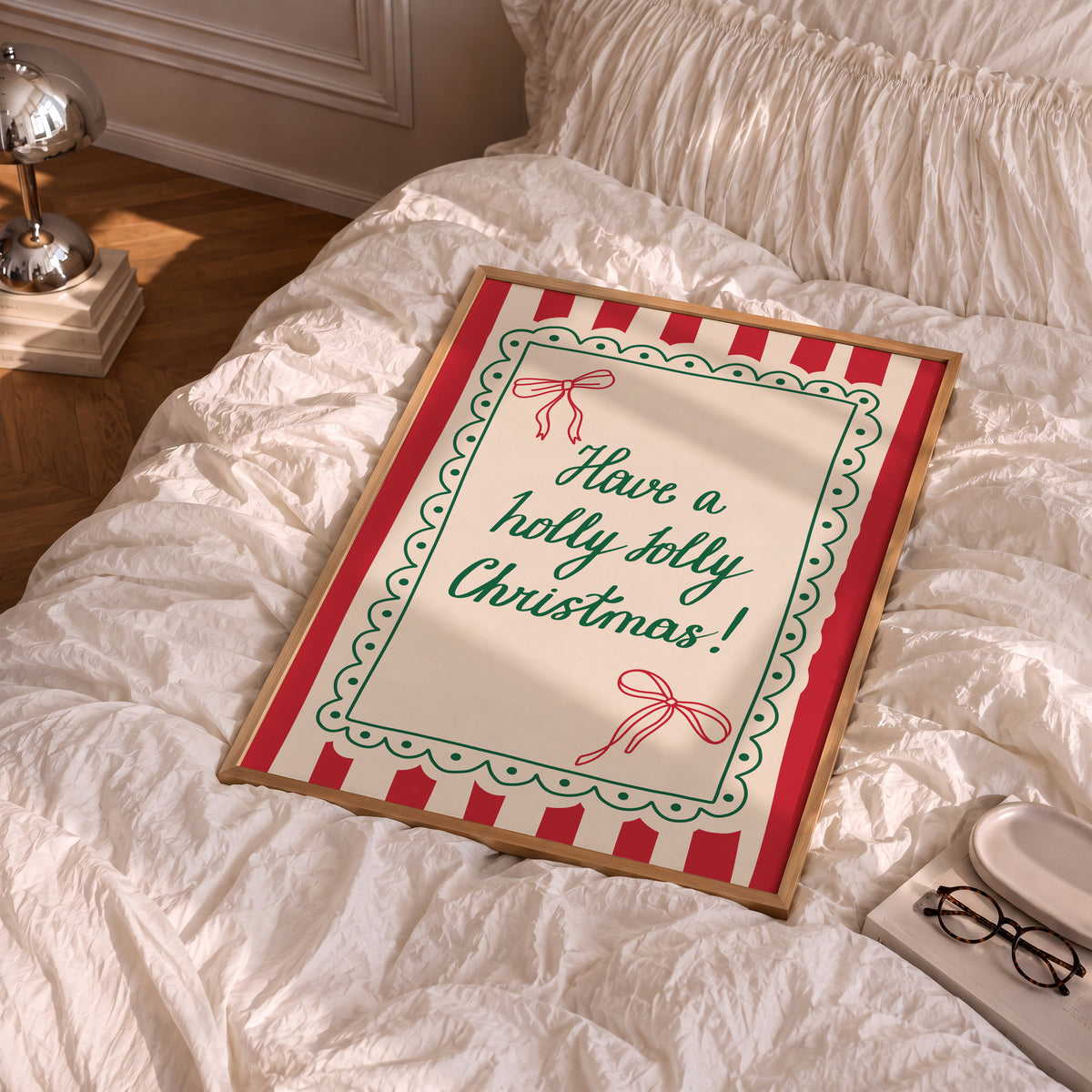 Holly Jolly Christmas Bow Print
