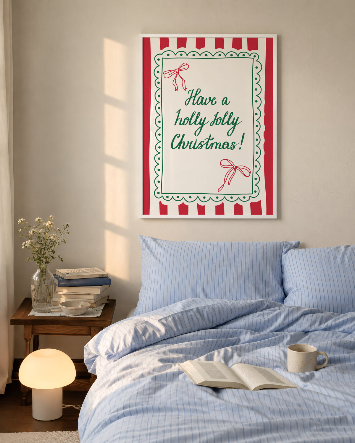 Holly Jolly Christmas Bow Print