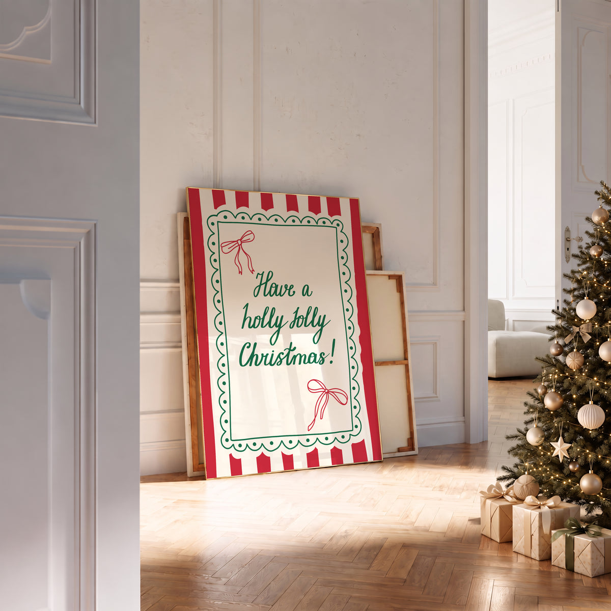 Holly Jolly Christmas Bow Print