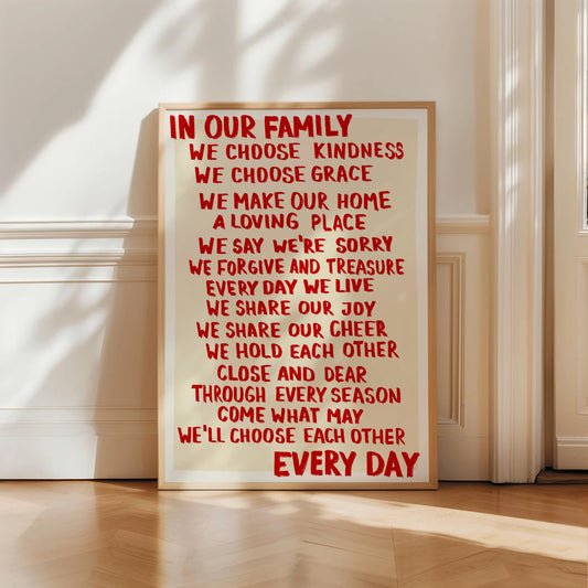 Red Family Rules Print