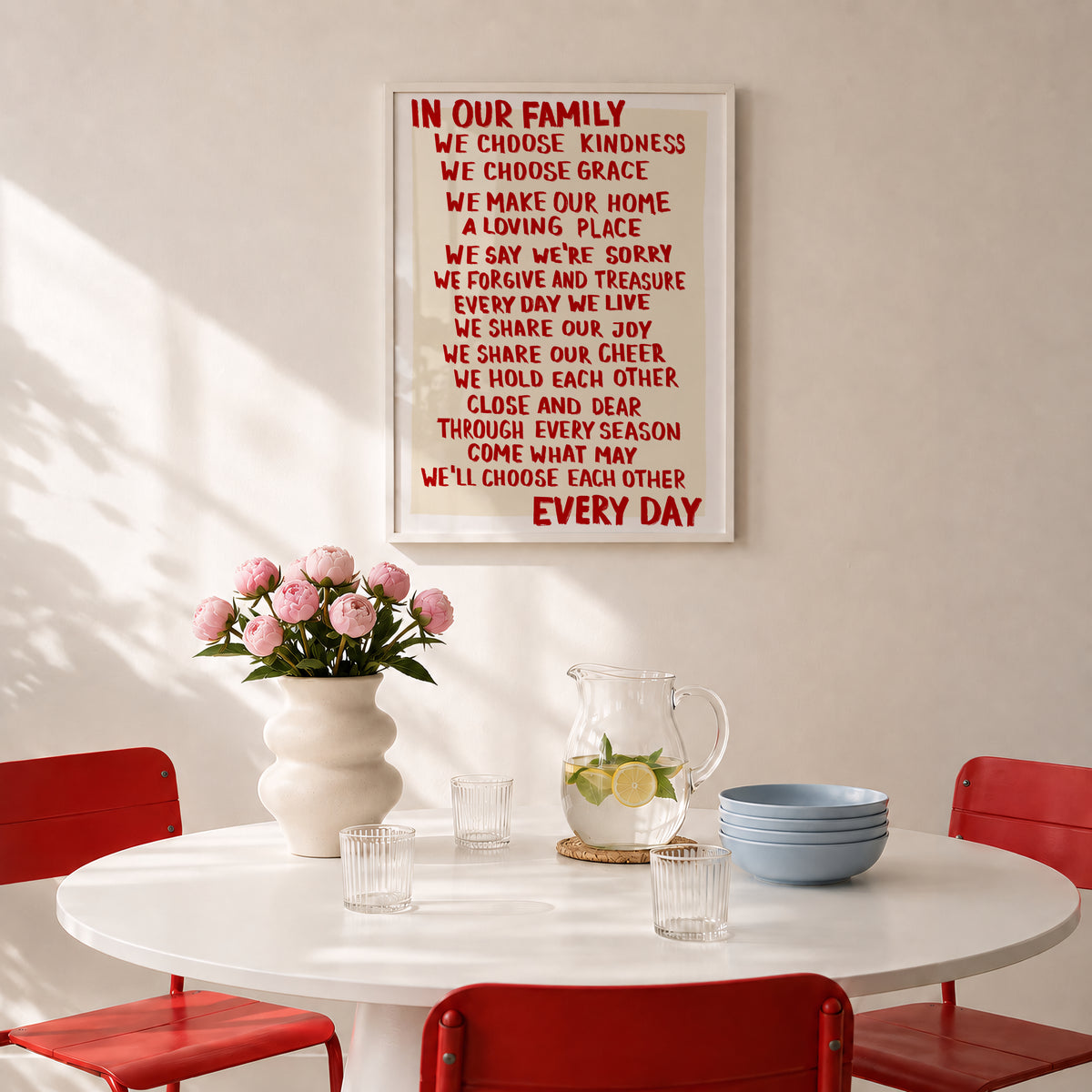 Red Family Rules Print