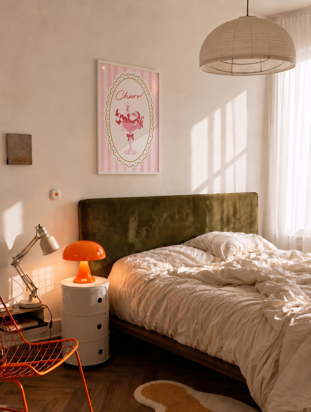 Pink Santa Champagne Print
