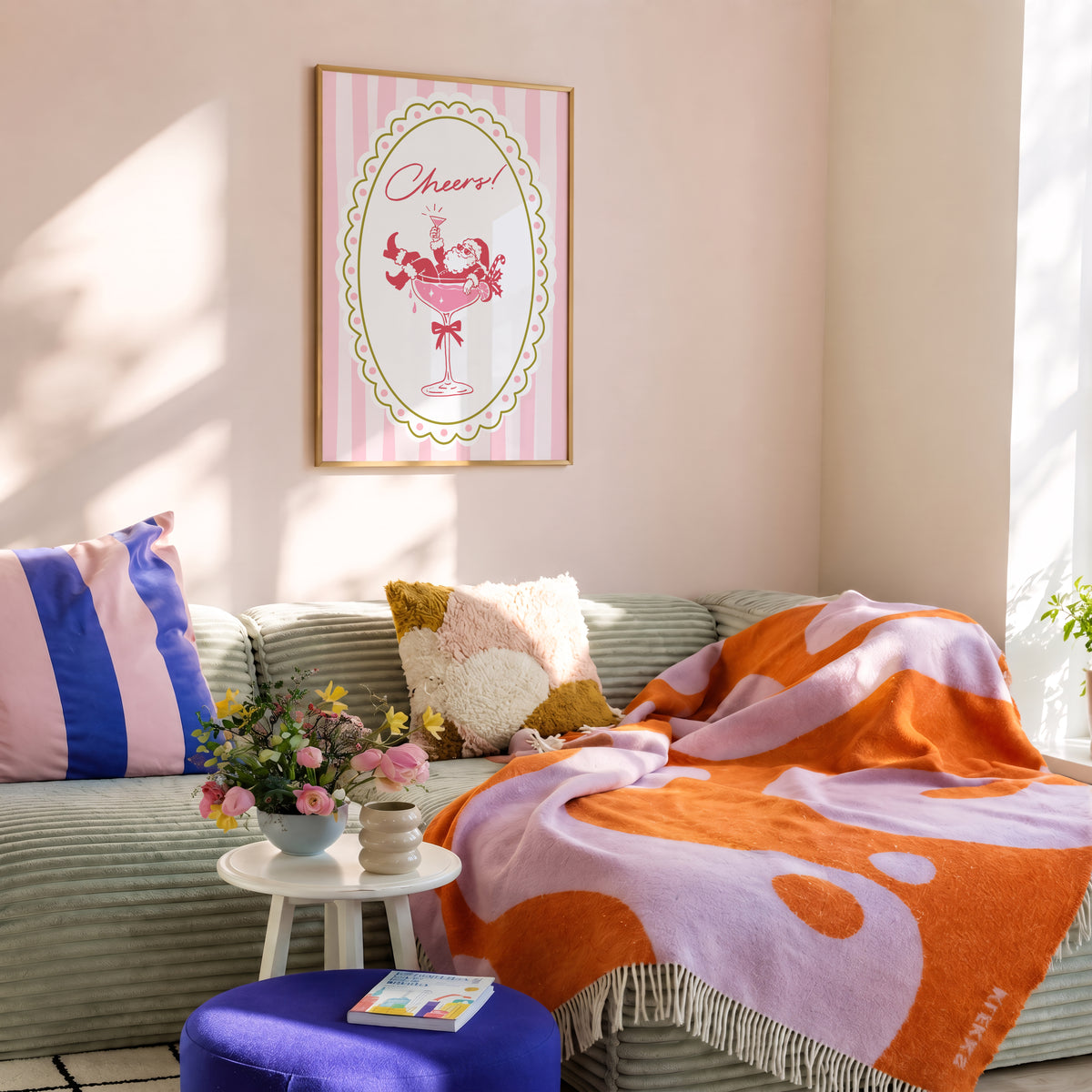 Pink Santa Champagne Print