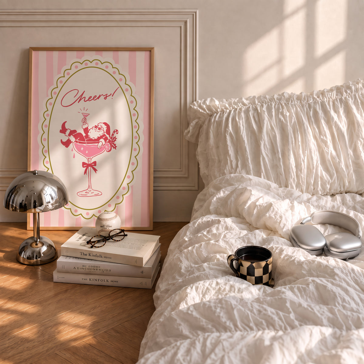 Pink Santa Champagne Print