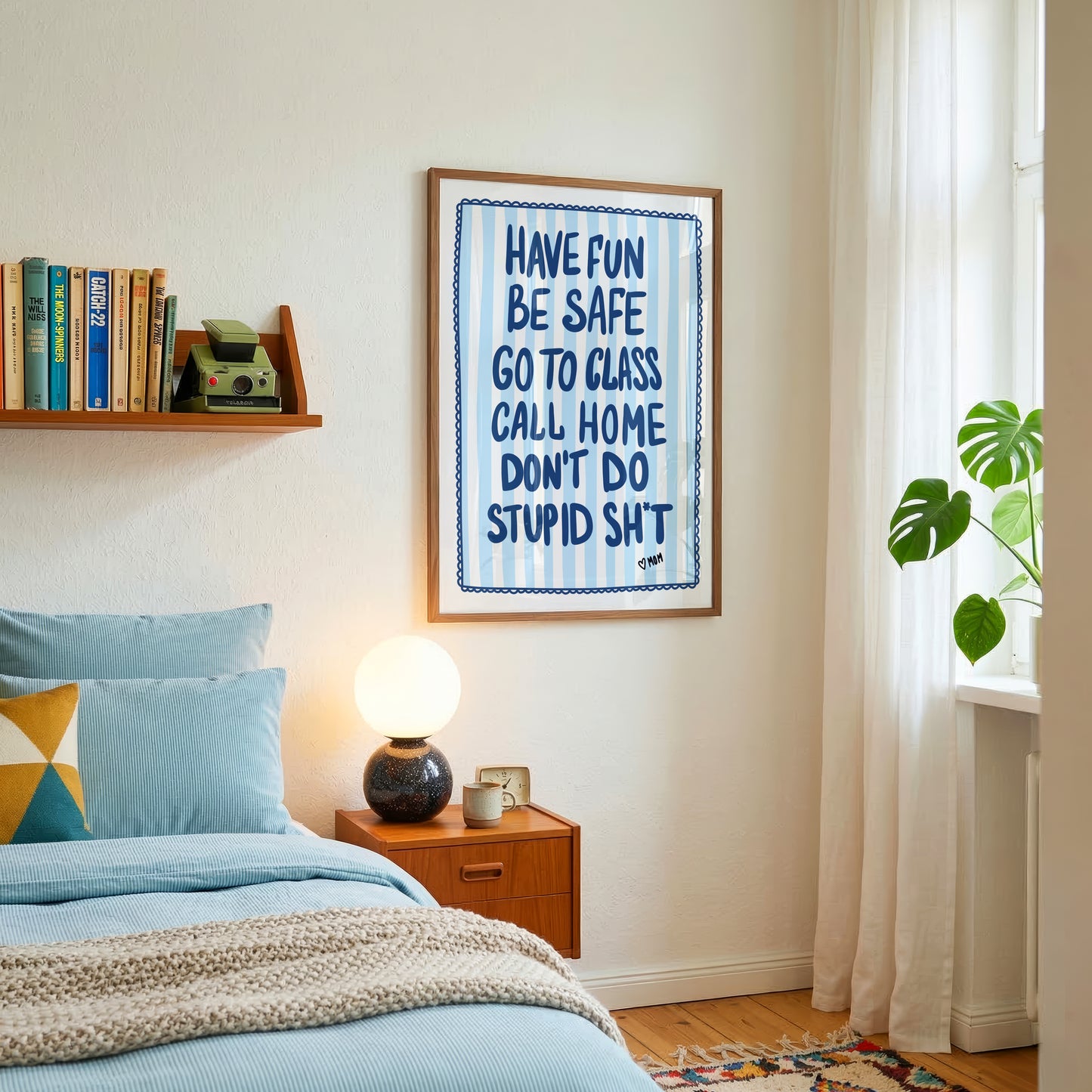 Blue Dorm Room Rules Print