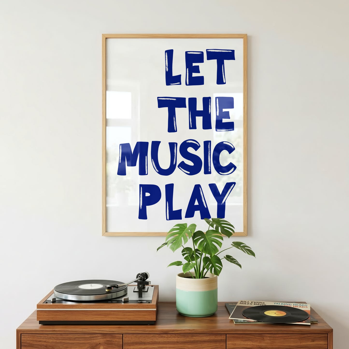 Let The Music Play Print #blue