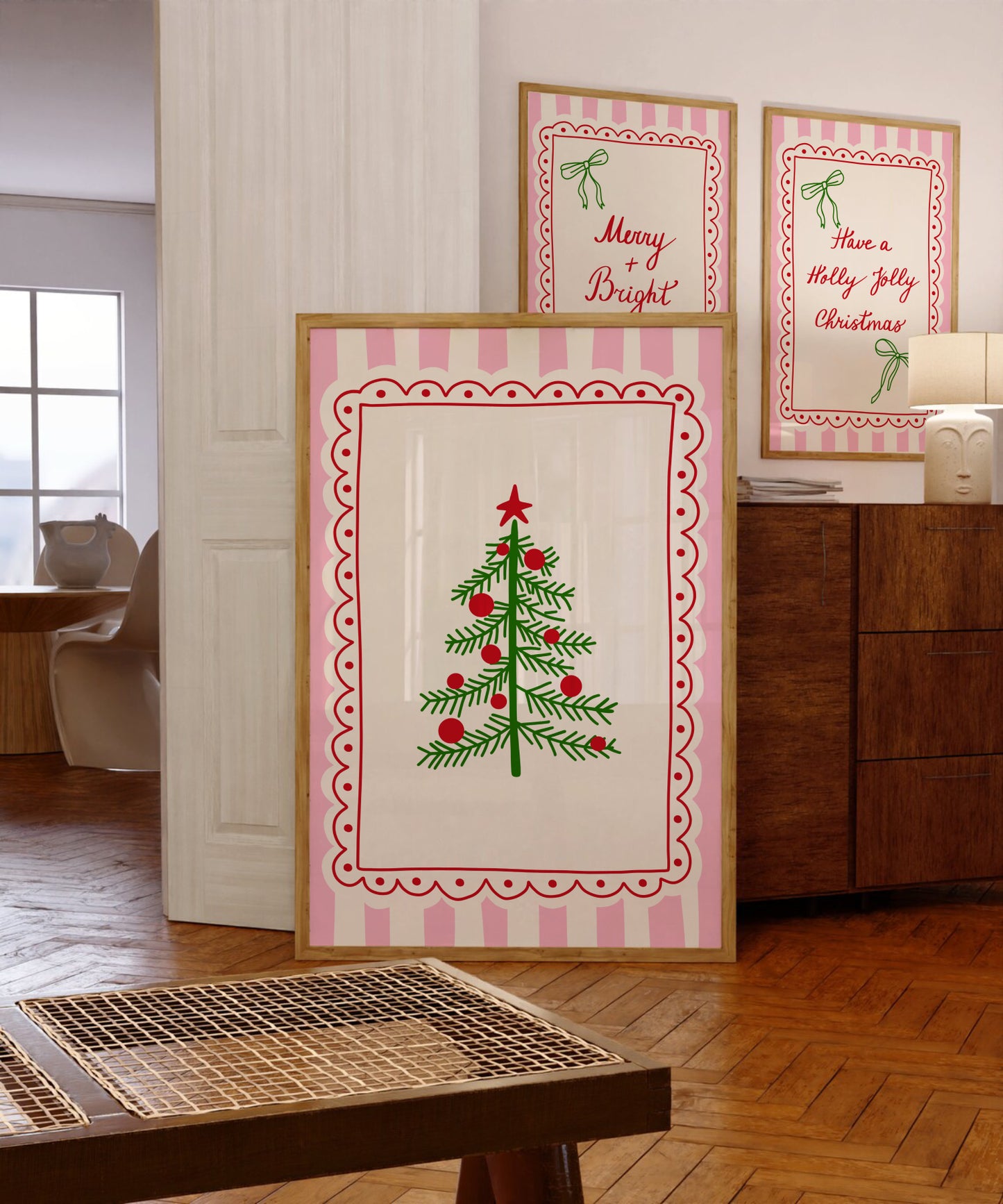Pink Christmas Tree Print