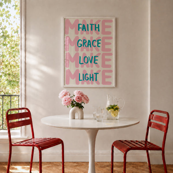 Pink Faith Grace Love Light Print