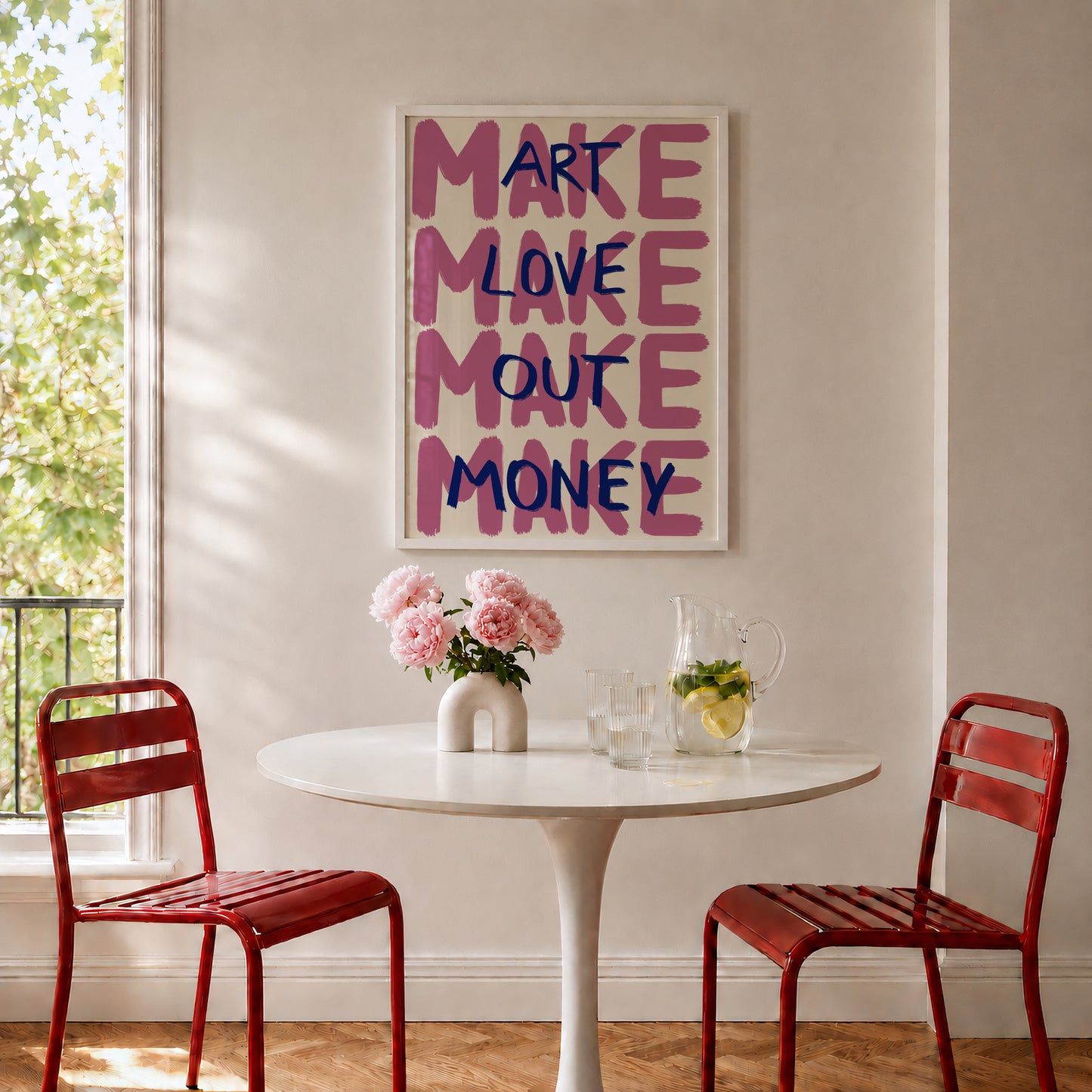 Pink Make Art Love Out Money Print