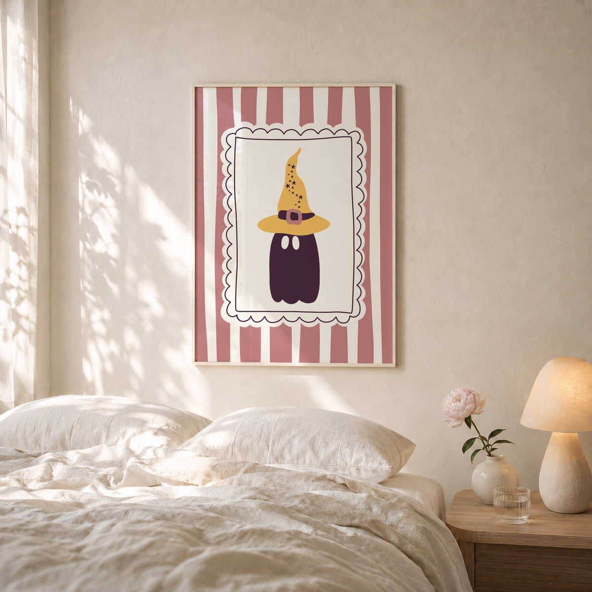 Ghost in Witch Hat Print