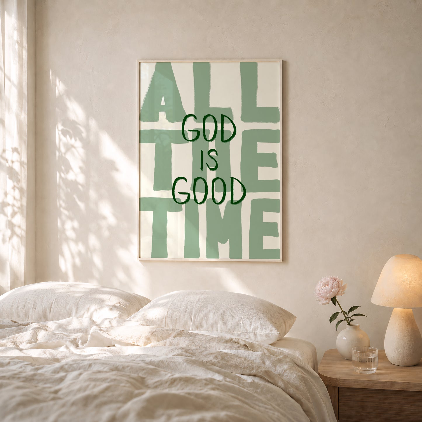 God Is Good All The Time Sage Green Print