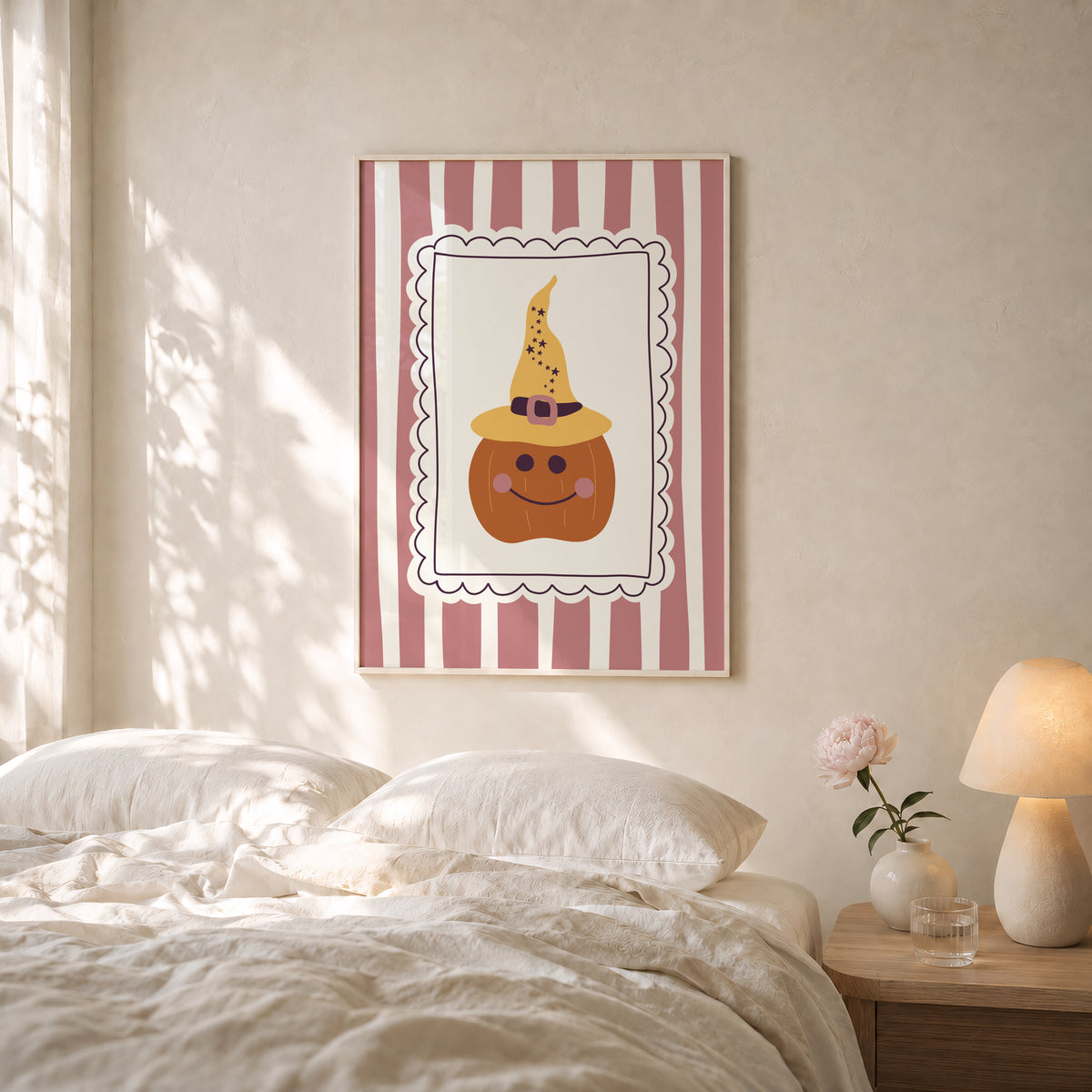 Pumpkin in Witch Hat Print