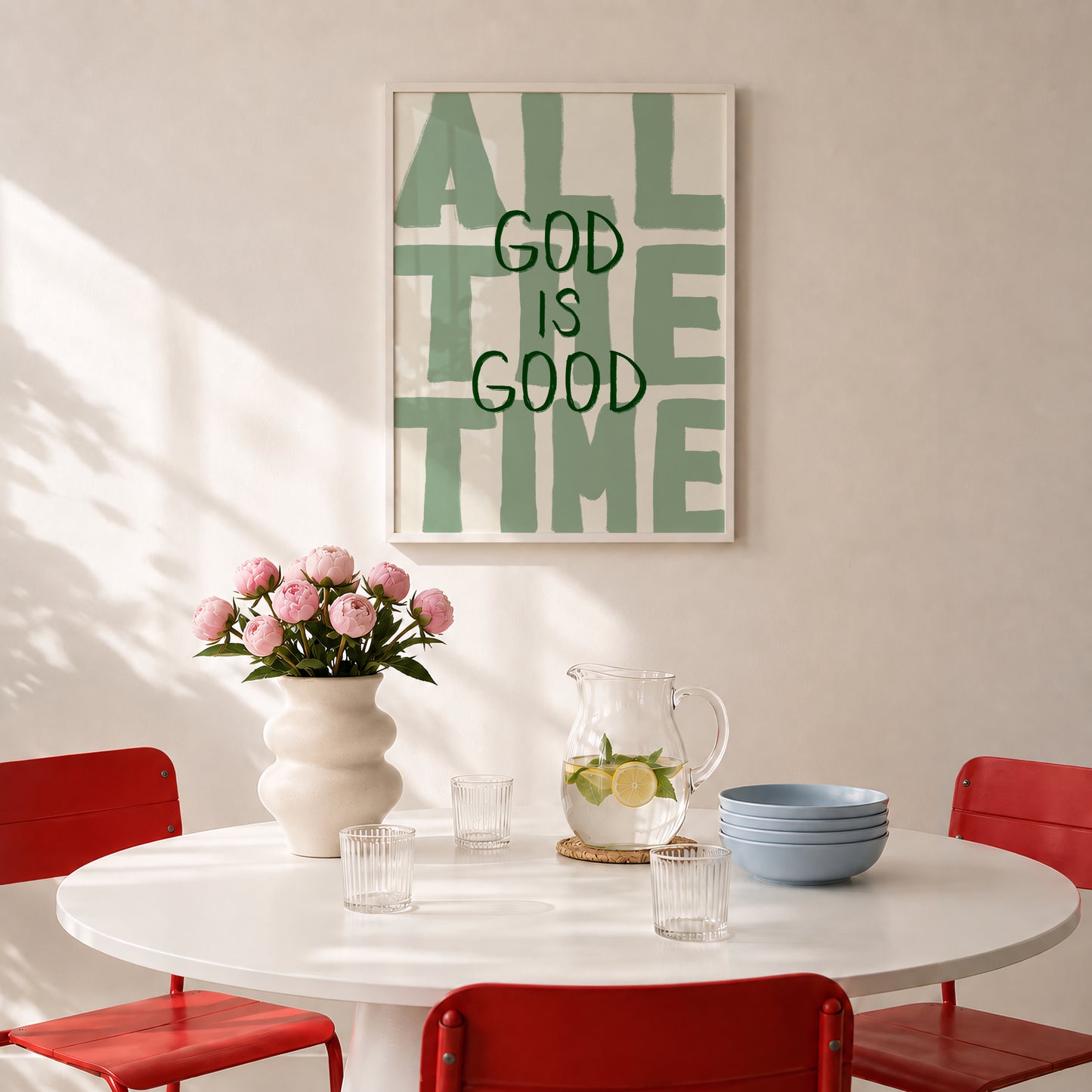 God Is Good All The Time Sage Green Print