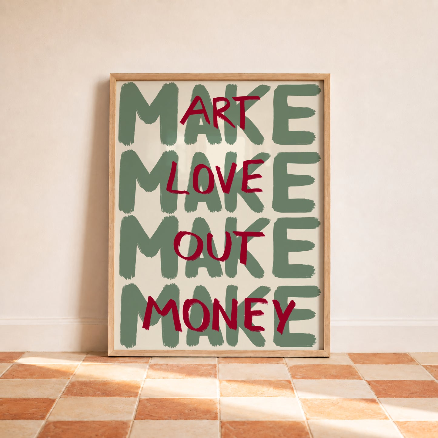 Green Make Art Love Out Money Print
