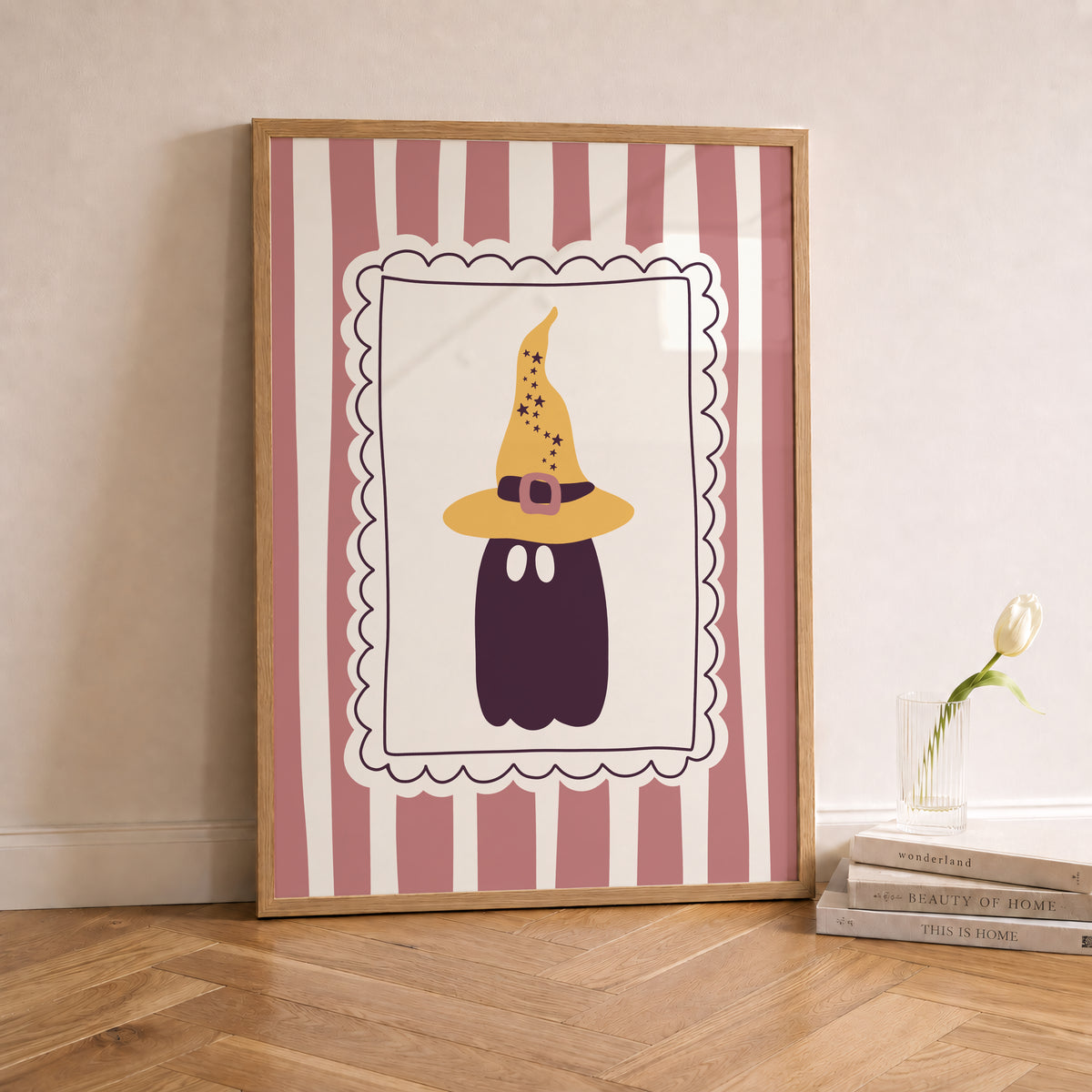Ghost in Witch Hat Print
