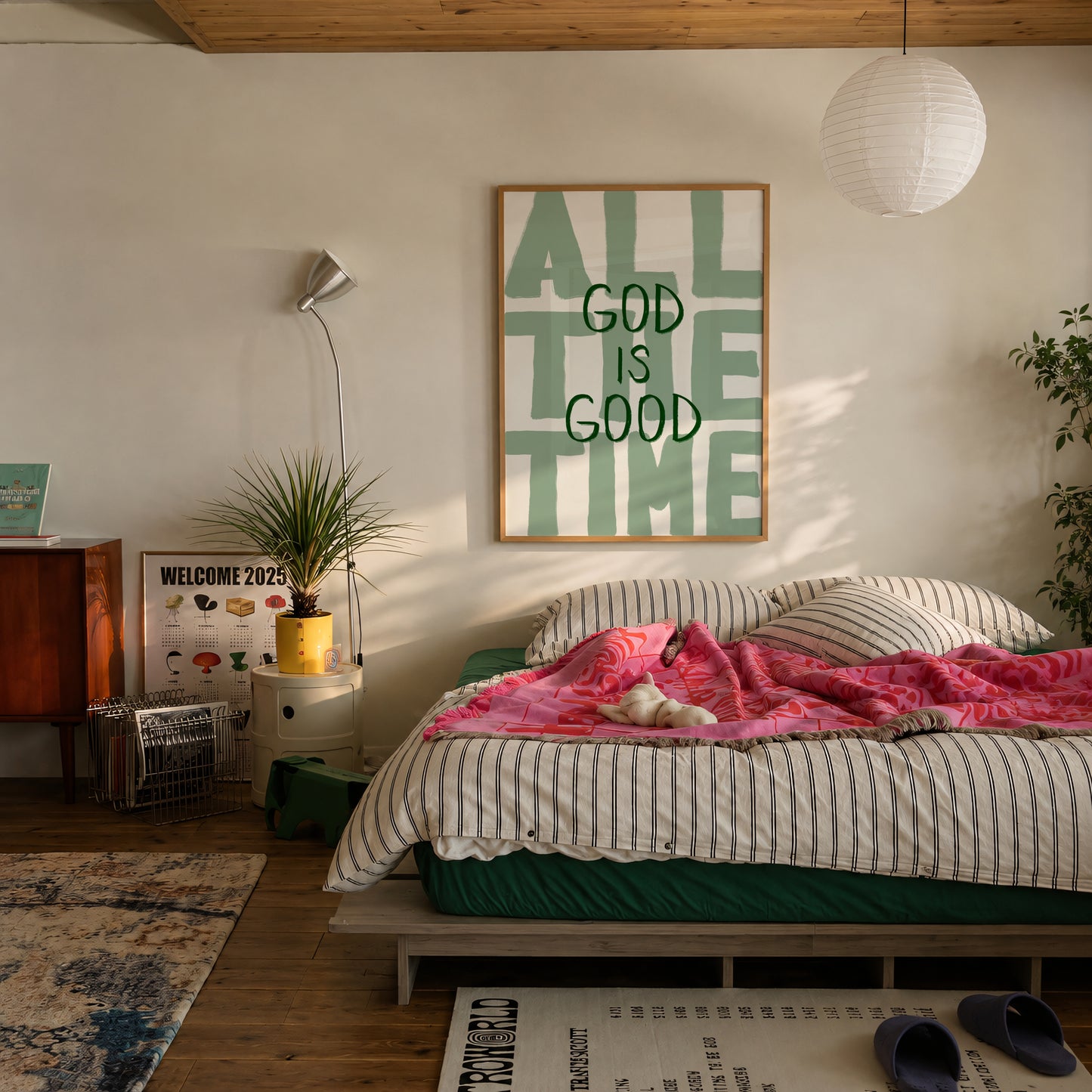 God Is Good All The Time Sage Green Print