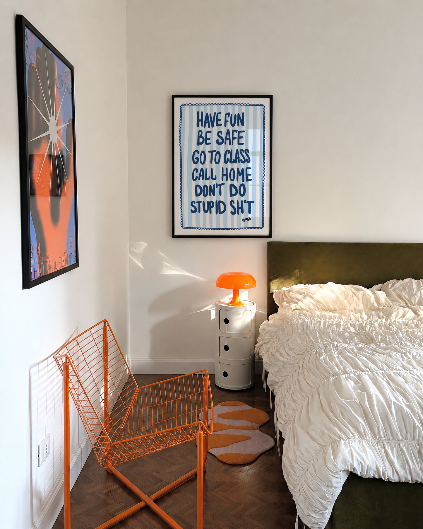 Blue Dorm Room Rules Print