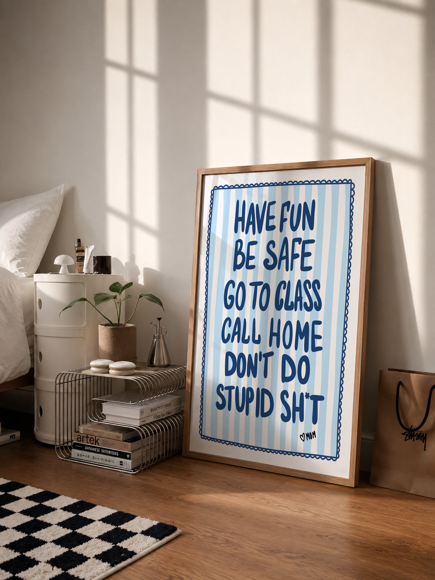 Blue Dorm Room Rules Print