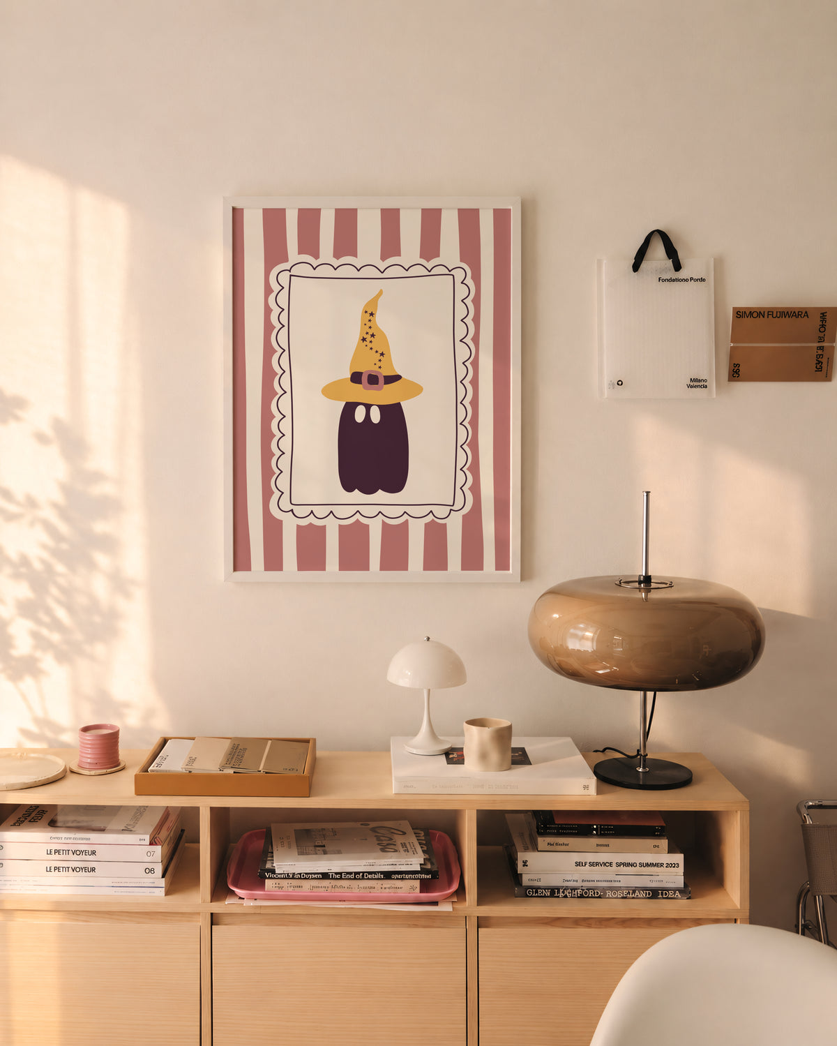 Ghost in Witch Hat Print