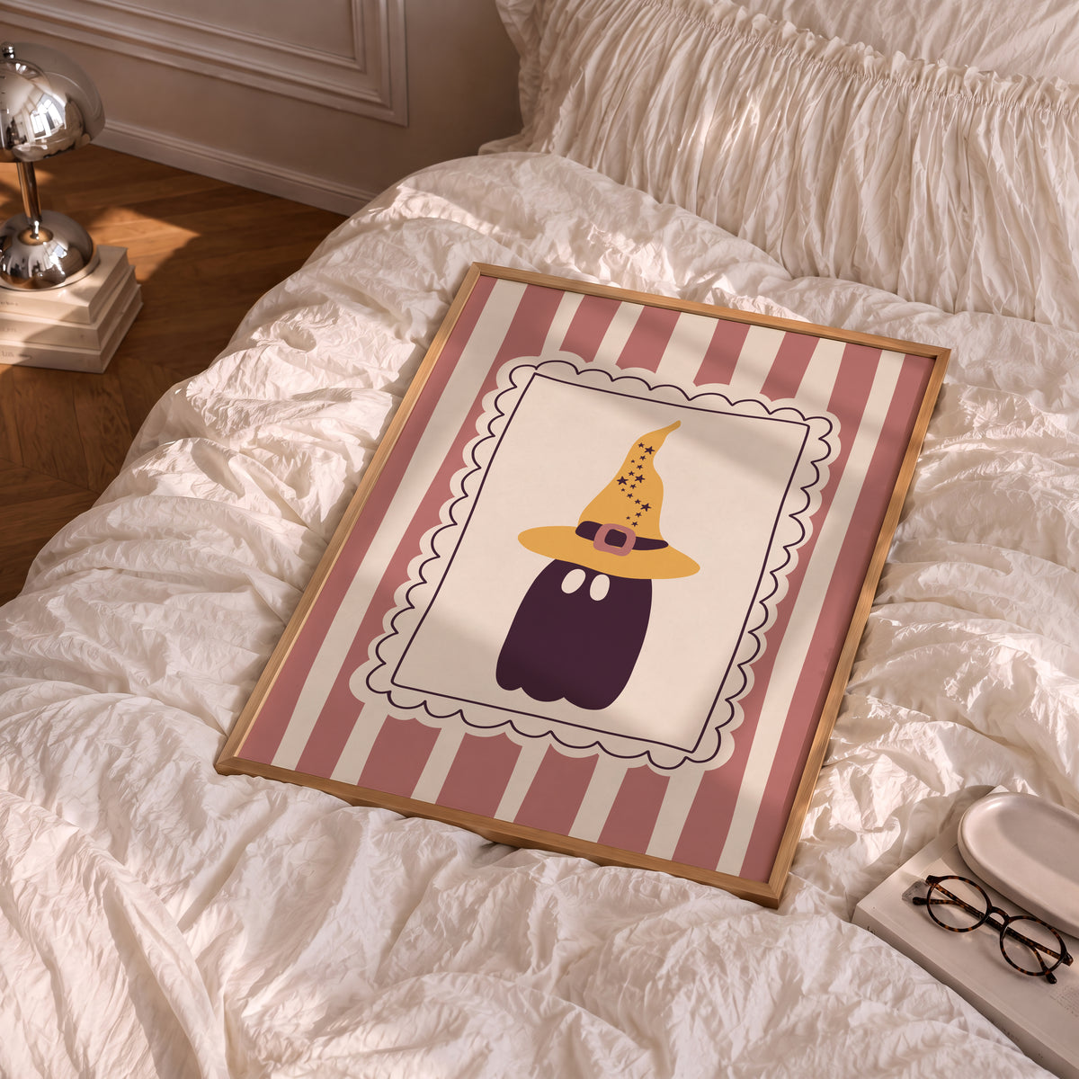Ghost in Witch Hat Print