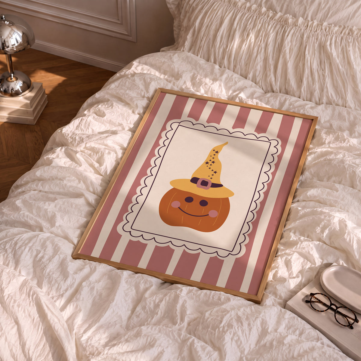 Pumpkin in Witch Hat Print