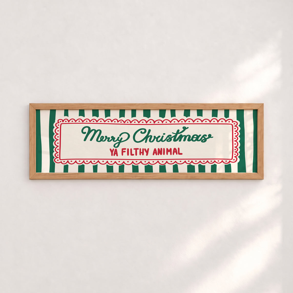 Merry Christmas Ya Filthy Animal Green Panoramic Print