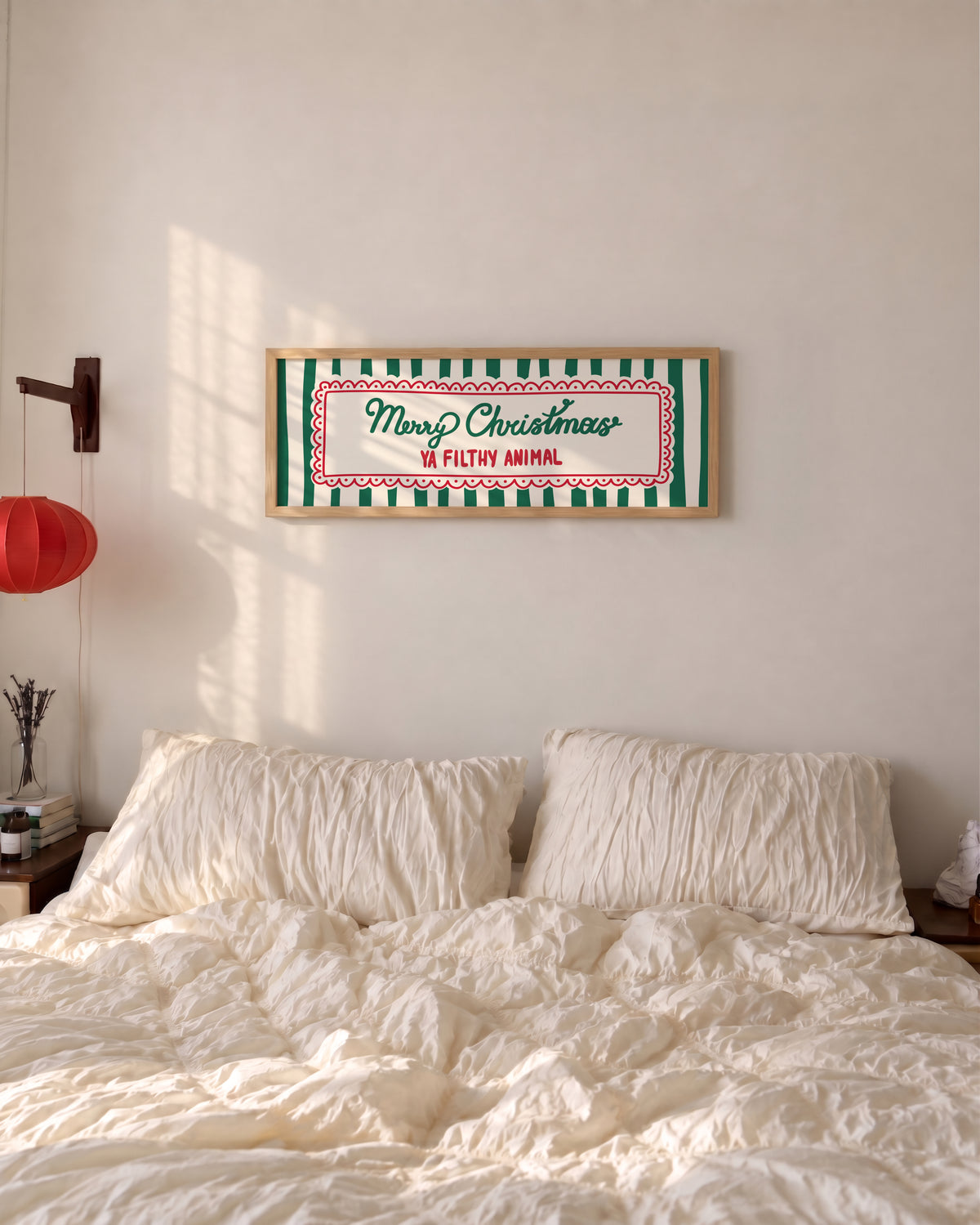 Merry Christmas Ya Filthy Animal Green Panoramic Print